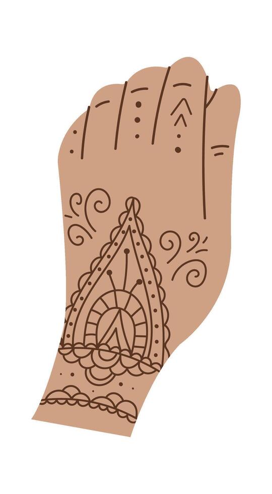 Drawn Icon Mehendi flat icon Body art and temporary tattoo on hand vector