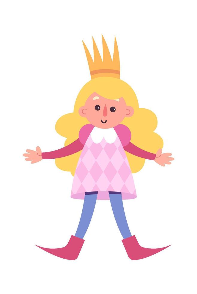 Cute puppet princess for theater performance flat icon vector