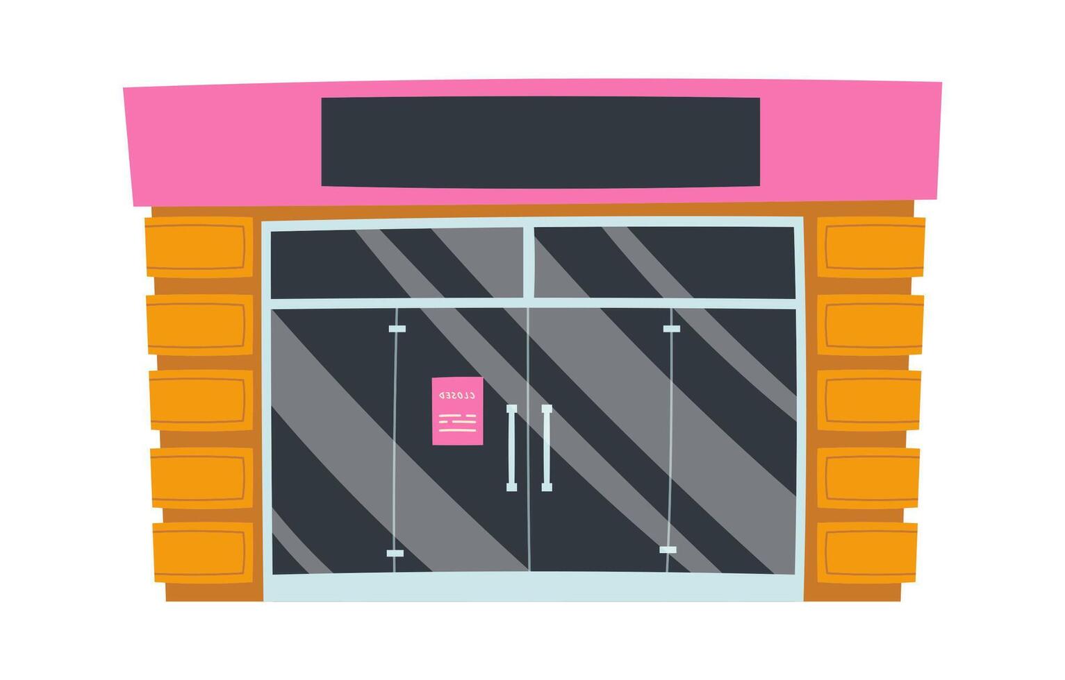 Shop entrance door with showcases flat icon Illustration vector