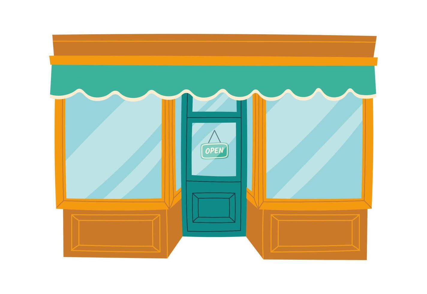 Shop entrance door with showcases flat icon Flat Illustration vector