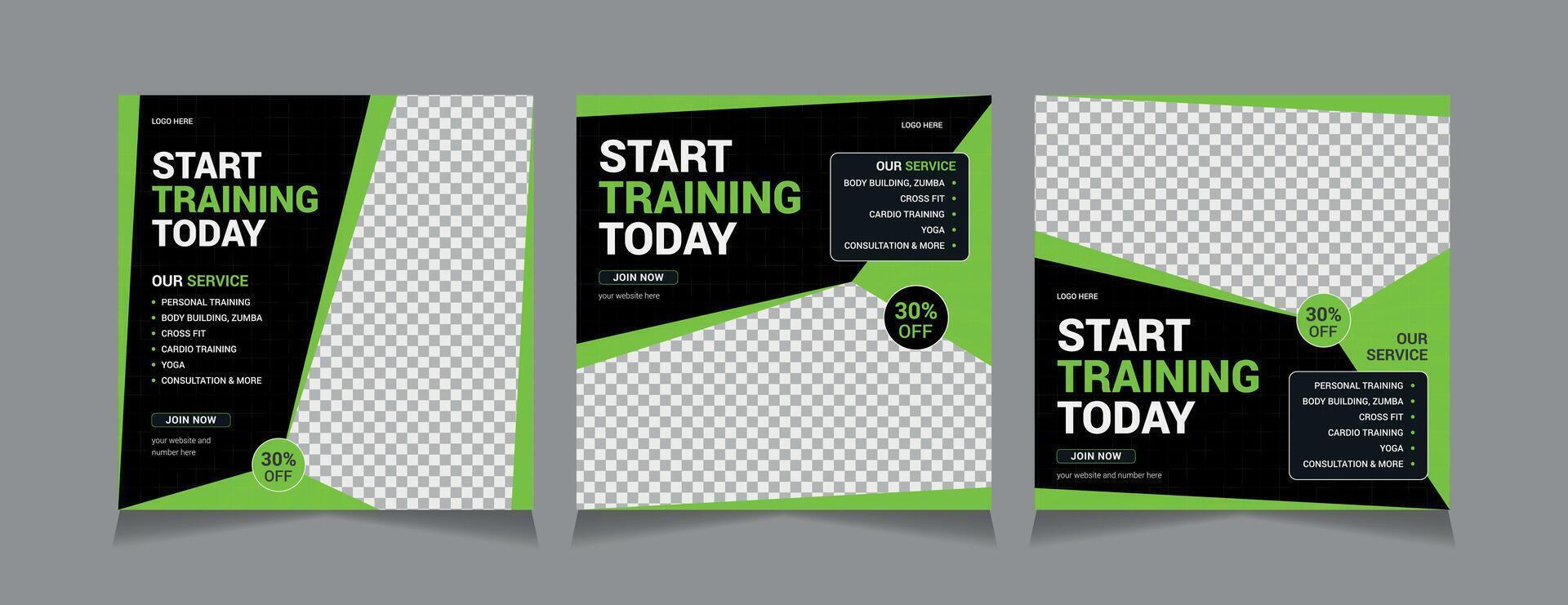 fitness and gym social media post Templates, illustration eps 10 vector