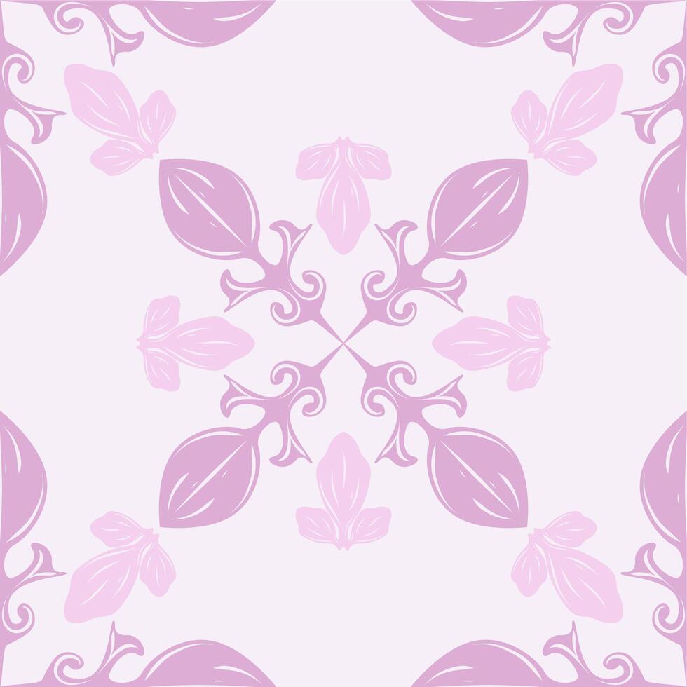 Delicate botanical repeat in soft pink with vine and leaf motifs. Pastel Florals Elegant Baroque Plant Art Seamless Pattern Ideal for fabric, wallpaper feminine branding paper design vintage textiles vector