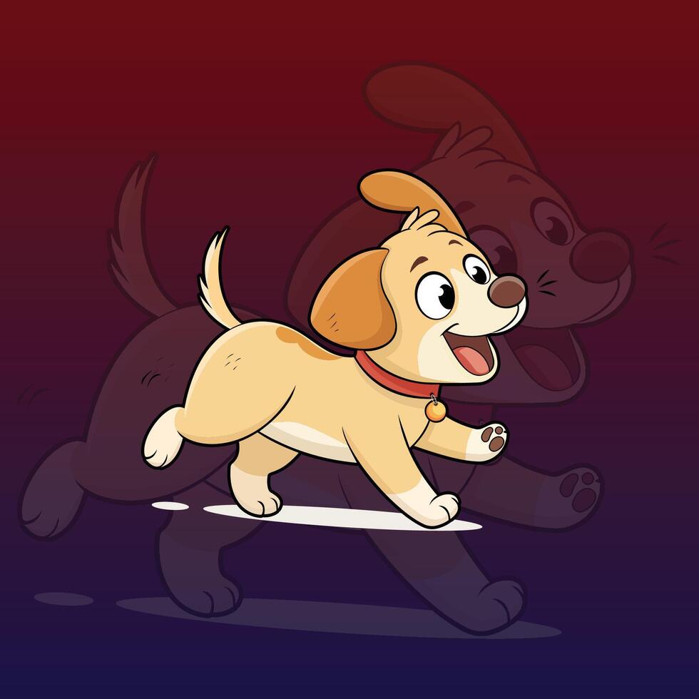 Smiling Cartoon Dog Running in Fun Style vector