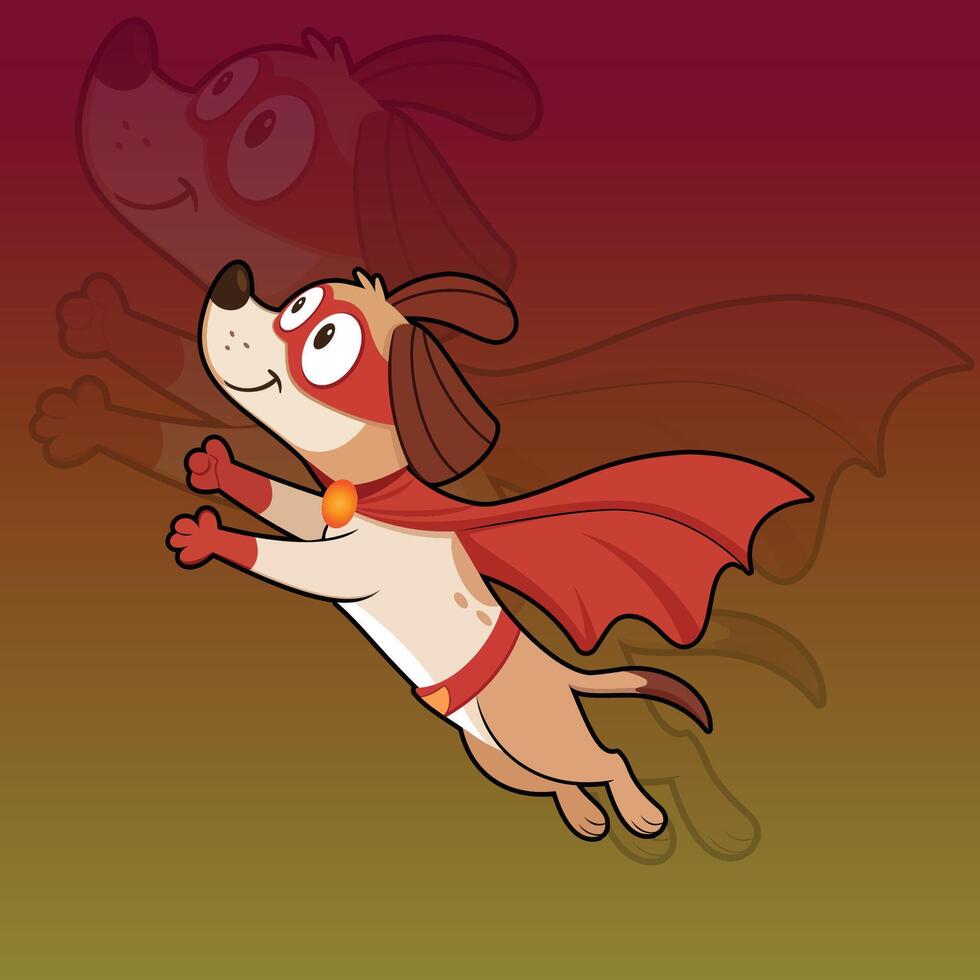 Brave Superdog Flying Forward in Heroic Pose vector