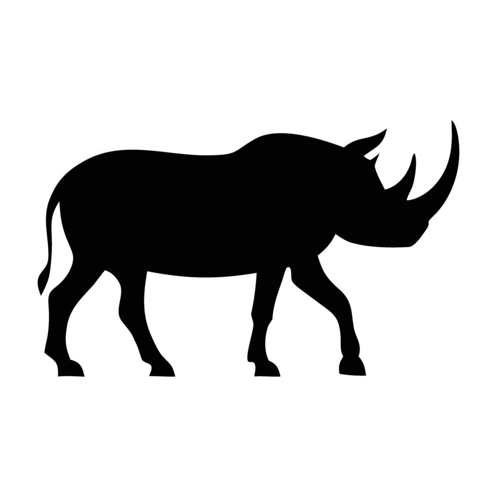 Black Silhouette of a Rhinoceros Walking a Simple Graphic Representation of a Powerful Animal Ideal for Logos Icons or Design Elements with a Wildlife Theme vector