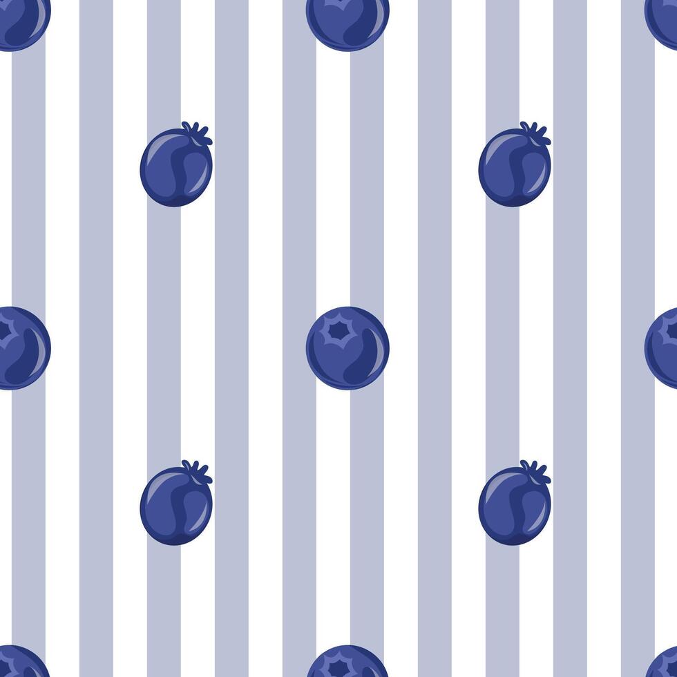 Juneberry on Striped background Seamless Pattern, Vertical Blue, Saskatoon Berry background with blue Lines vector