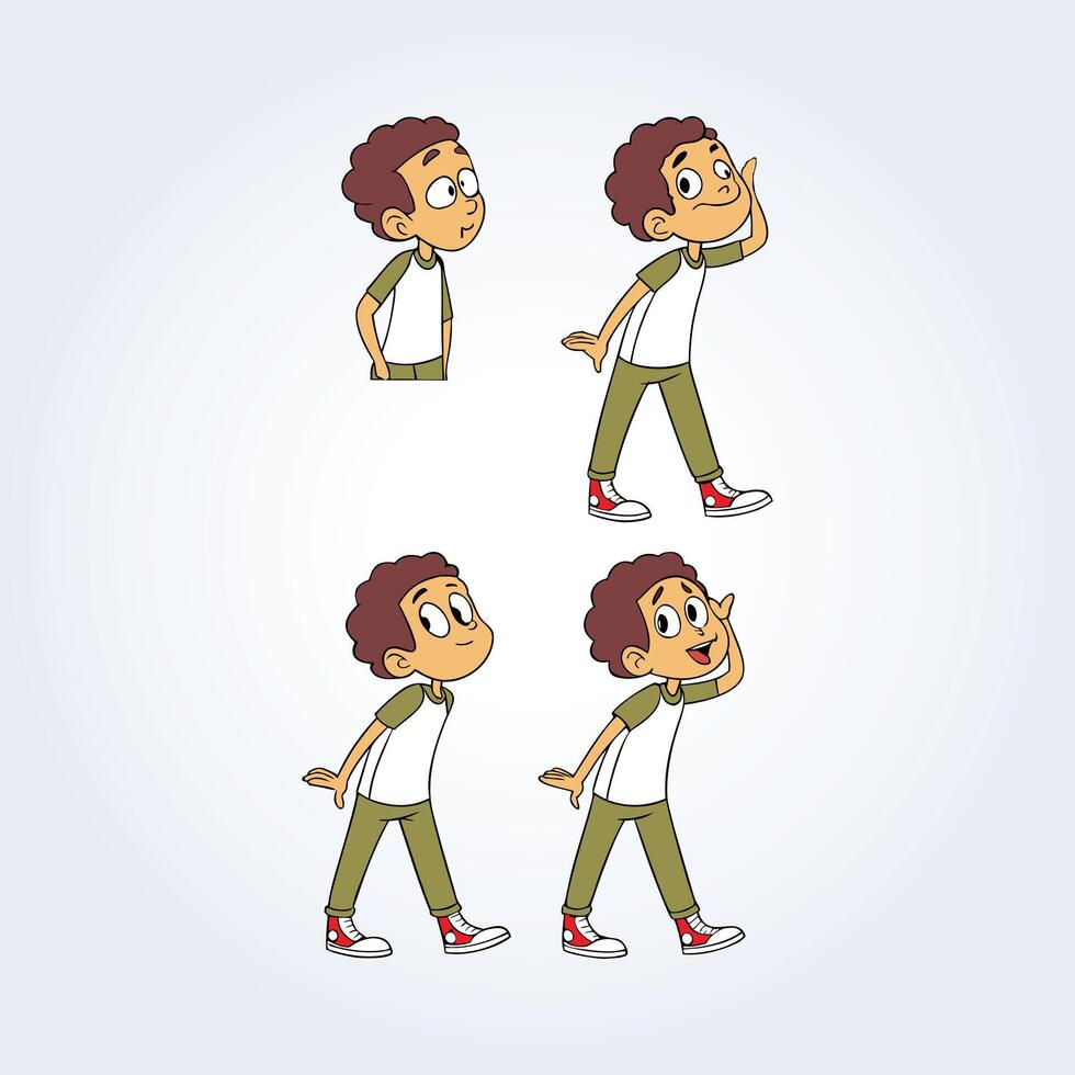 Cartoon character in various poses vector