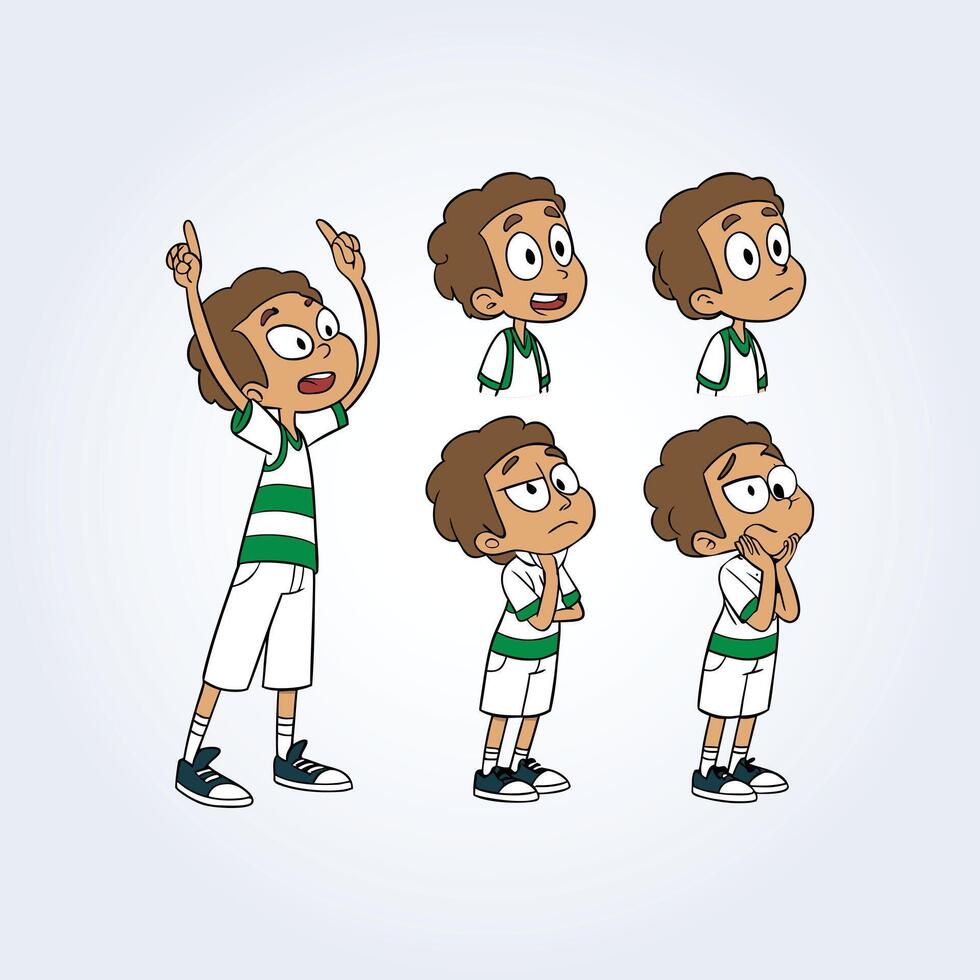 Cartoon character showing different emotions vector