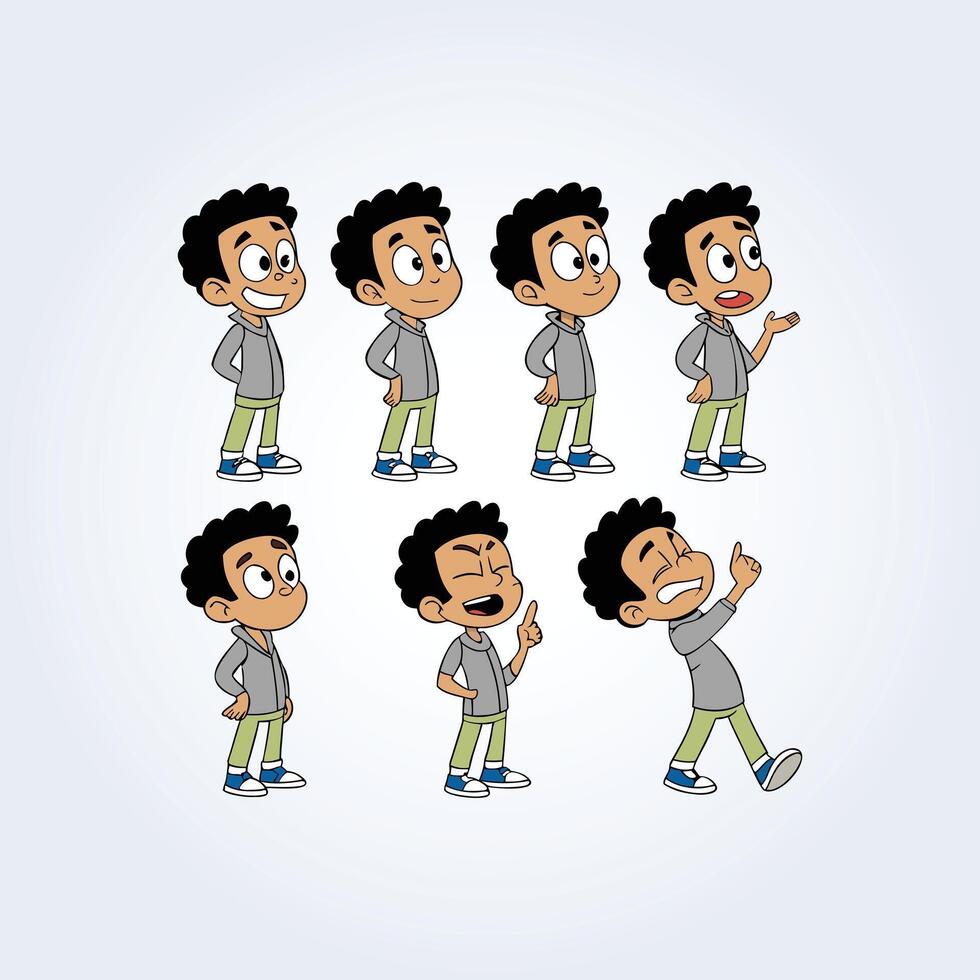 Animated character poses and expressions vector