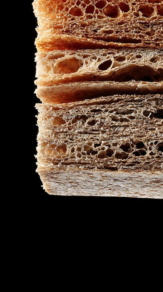 Close up of delicious layered pastry or bread texture. photo