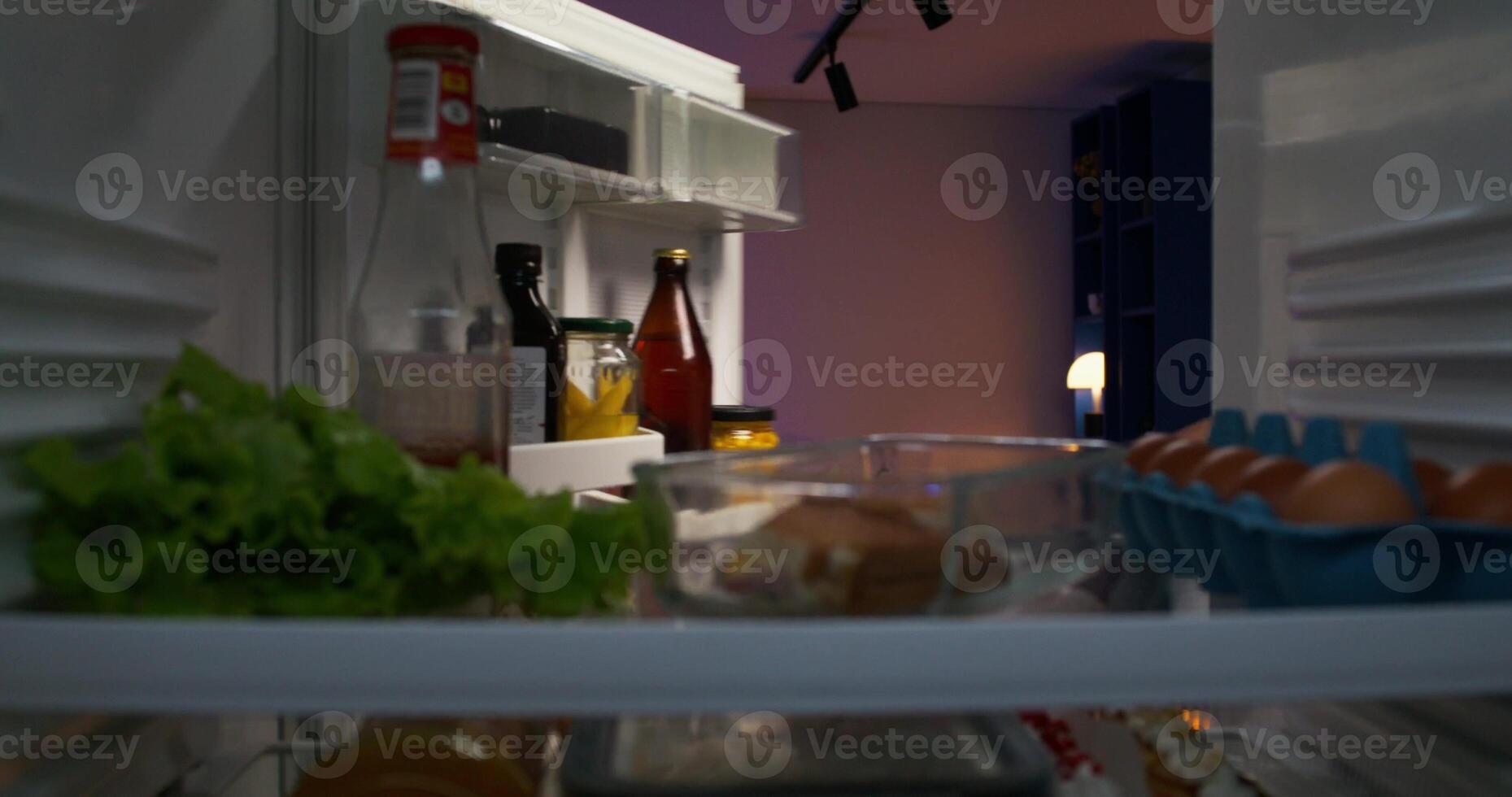 A refrigerator with food in it photo