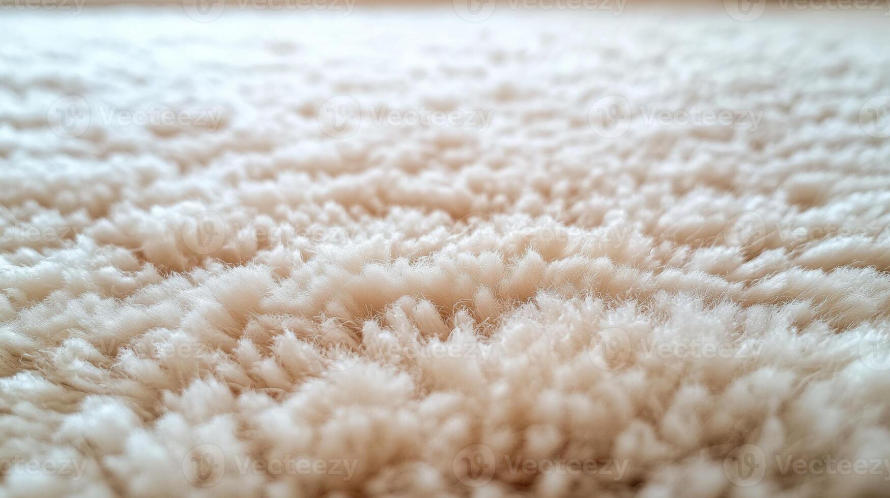 White fluffy rug in a modern living room with blurry background, emphasizing comfort and style photo