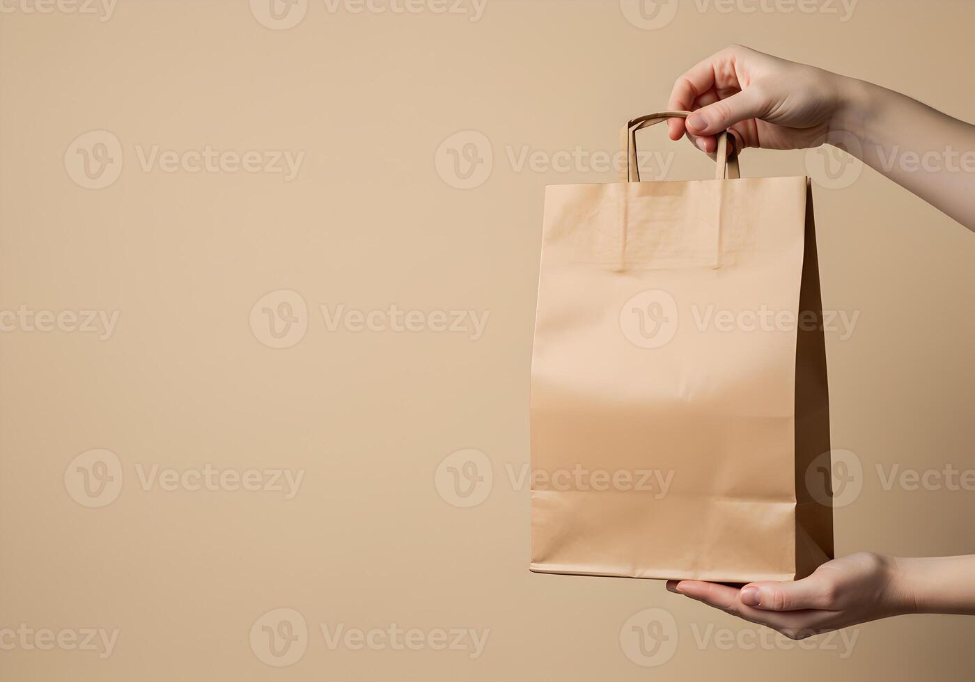 Hand Holding a Brown Paper Bag for Design Mockup 1 photo