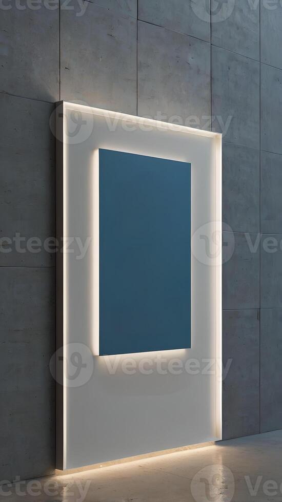 Mockup on a Modern Minimalist Wall Art with Ambient Lighting in Contemporary Interior Design photo