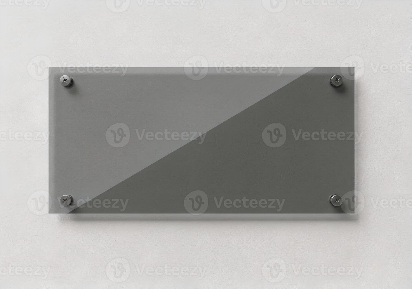 Black Frosted Glass Panel Mounted on White Interior Wall for Mockup 2 photo