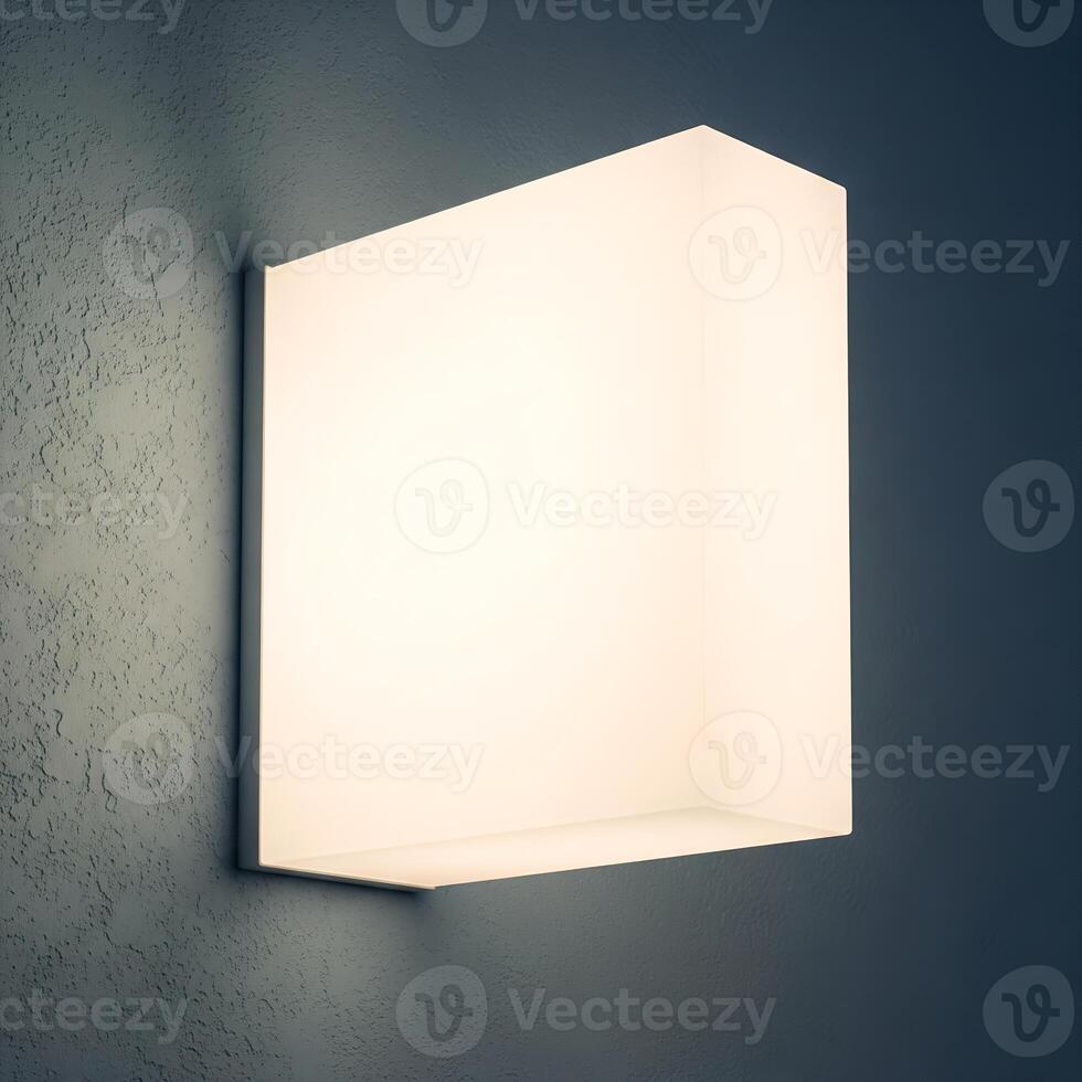Wall Light Fixture Illuminating a Textured Interior Wall for Logo Mockup 1 photo