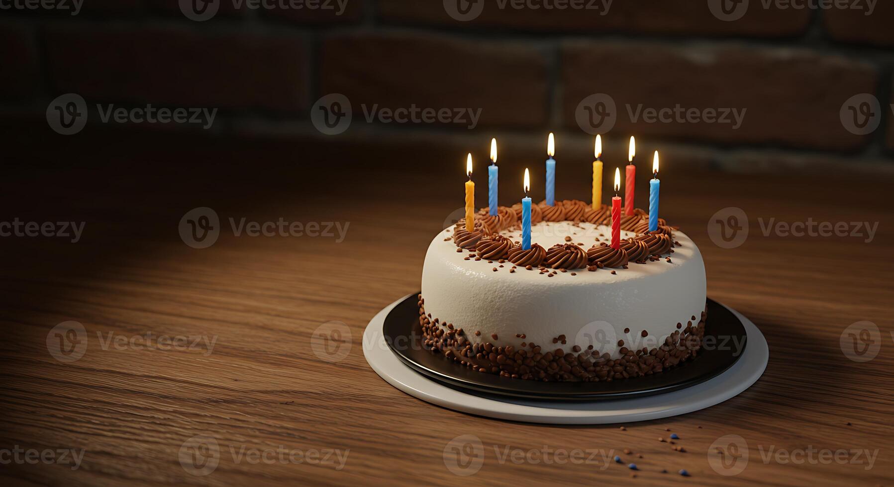A cake with candles on it photo