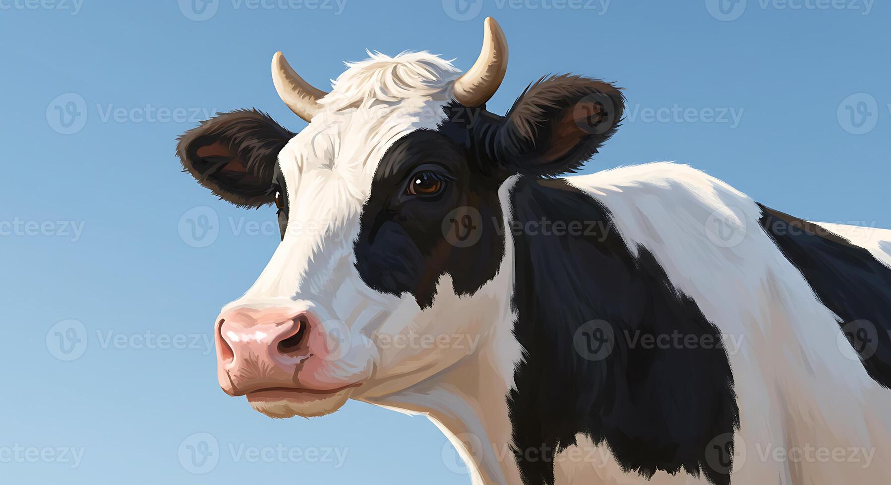 A cow with a blue sky background photo
