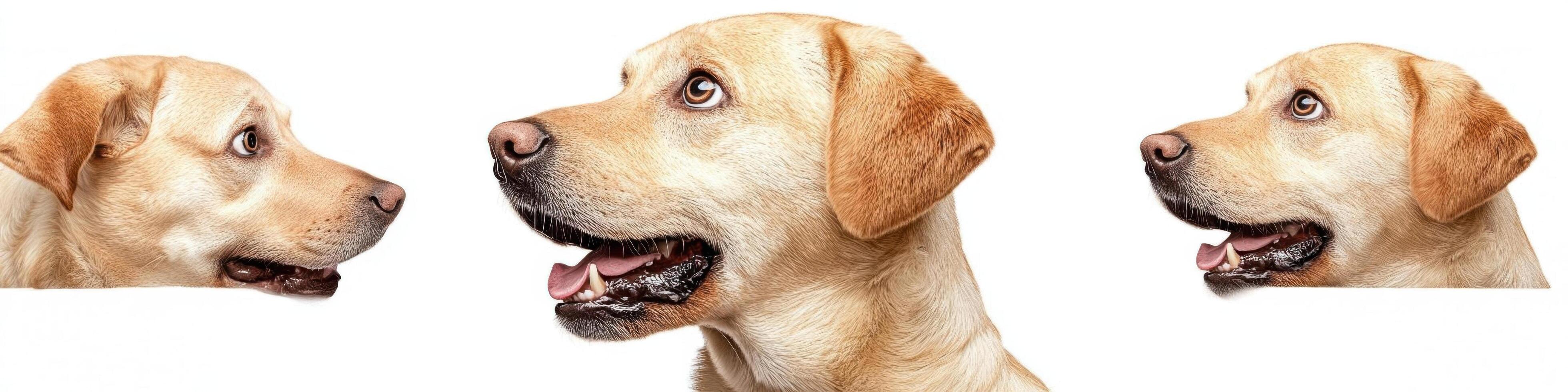 Labrador retriever dog isolated on white background. Collage. photo