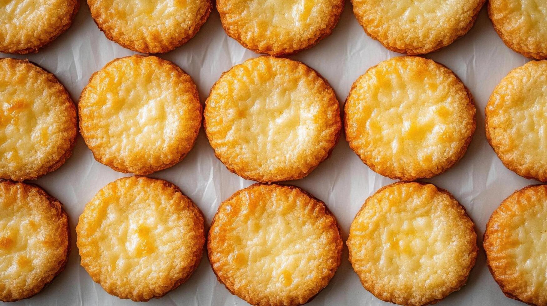 Biscuits with cheese filling on a white background. Top view. photo