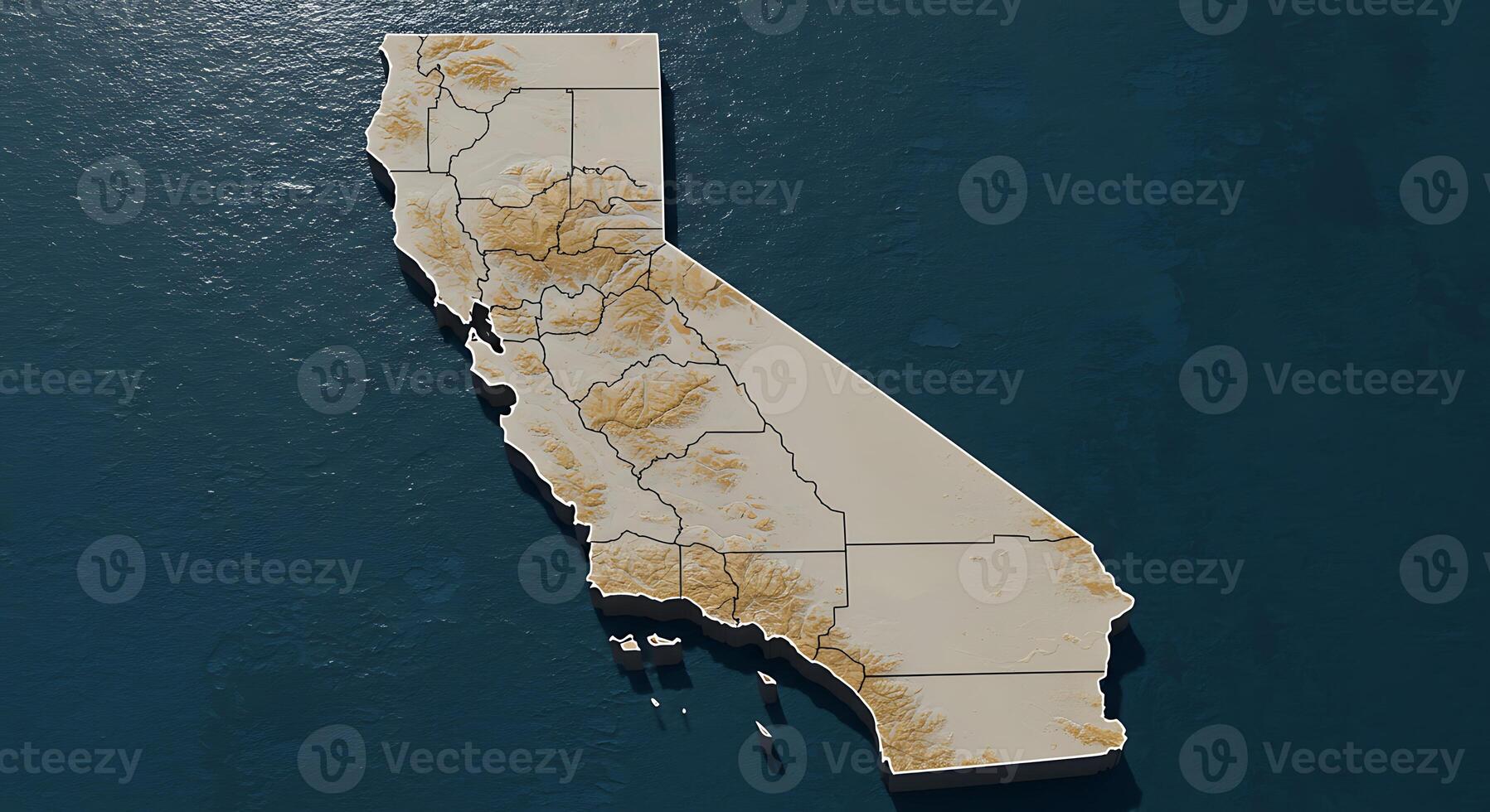 California map with a golden outline photo