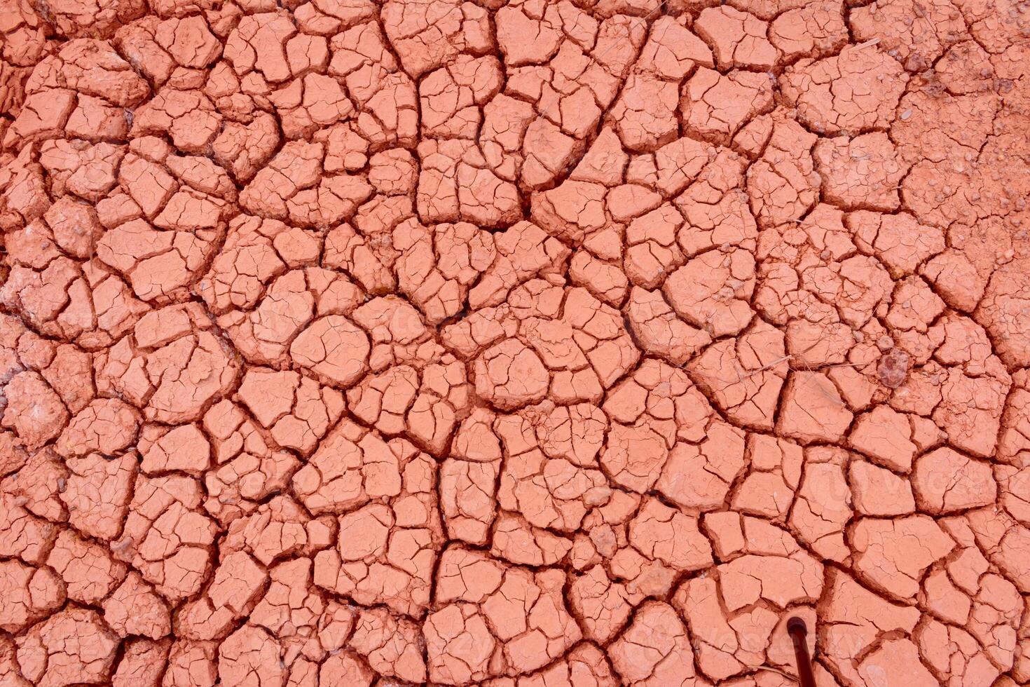 A close up of a cracked red surface photo