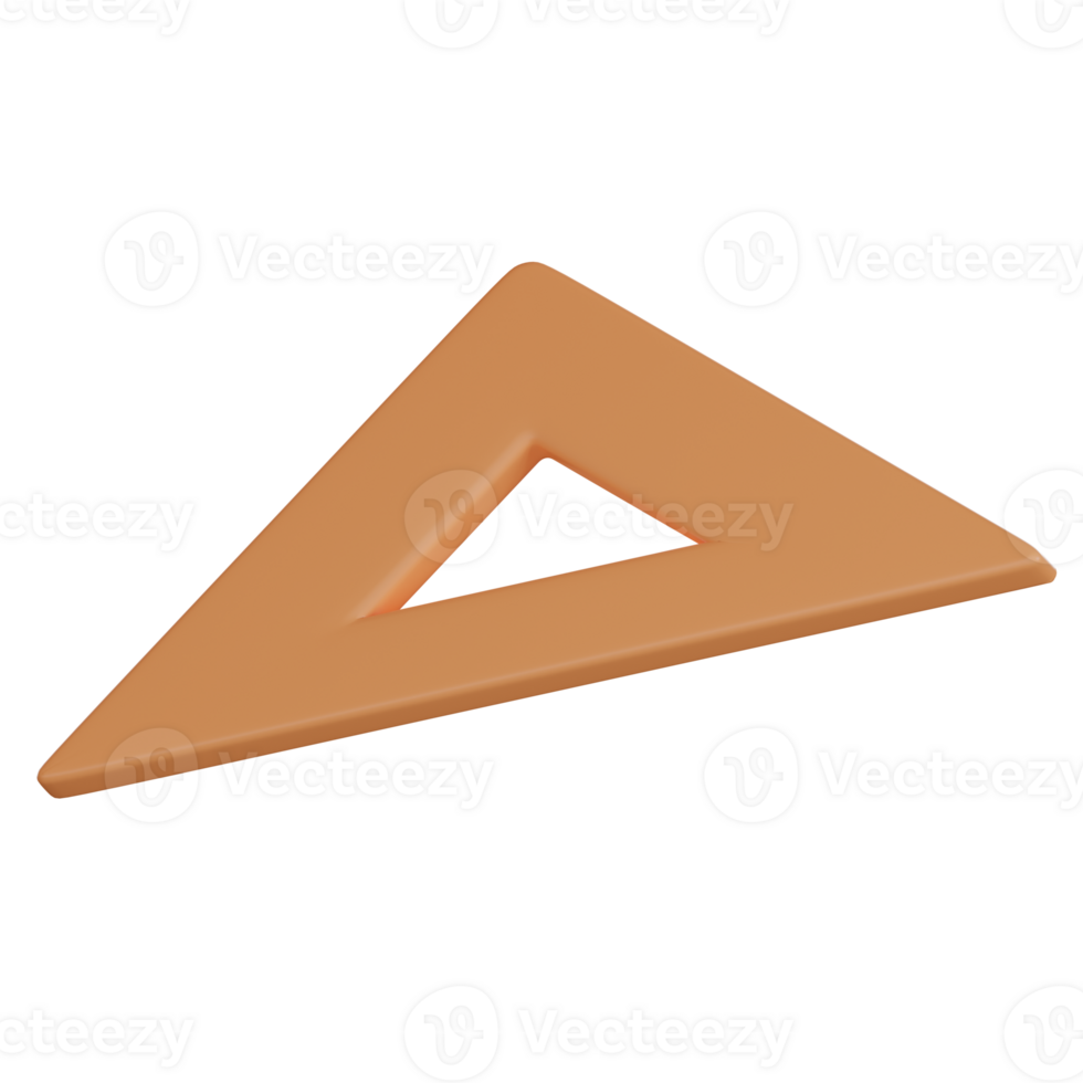 Education 3D icon illustration, Triangle ruler in a warm color. png