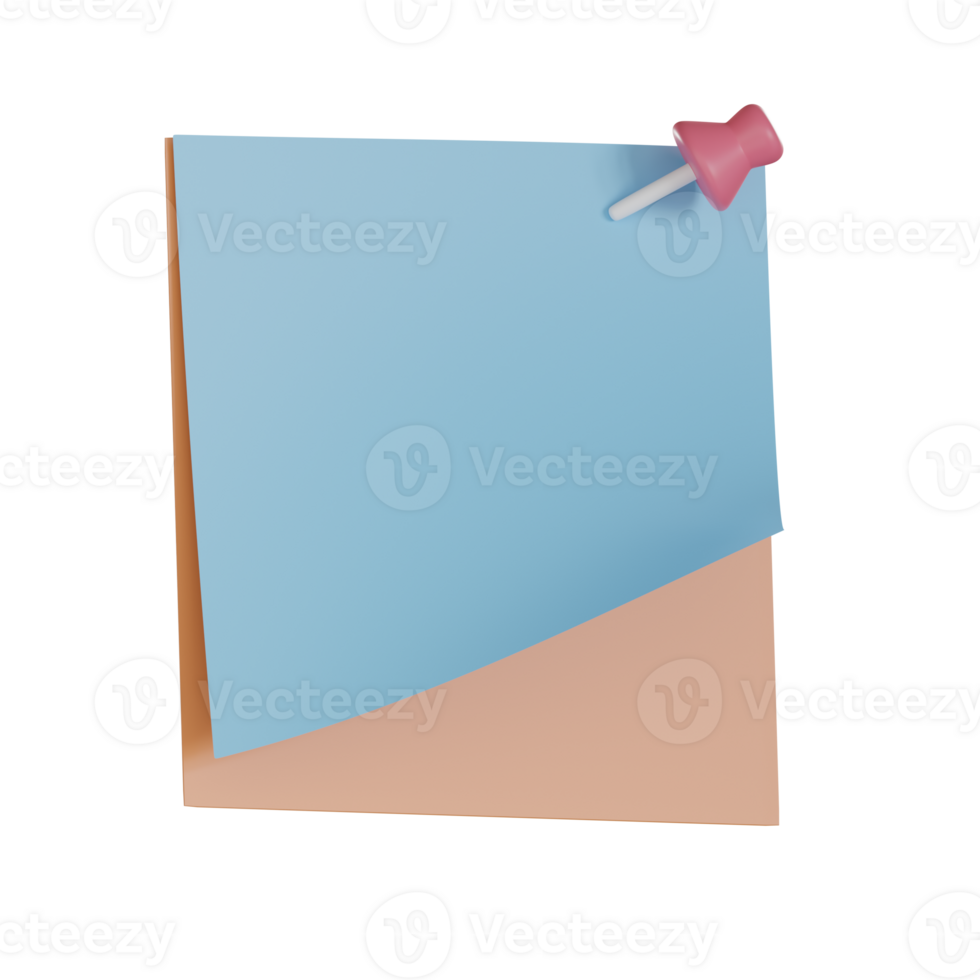 Education 3D icon illustration, Sticky note with a pink pushpin attached. png