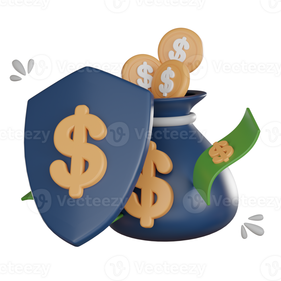 Money shield and coin illustration png