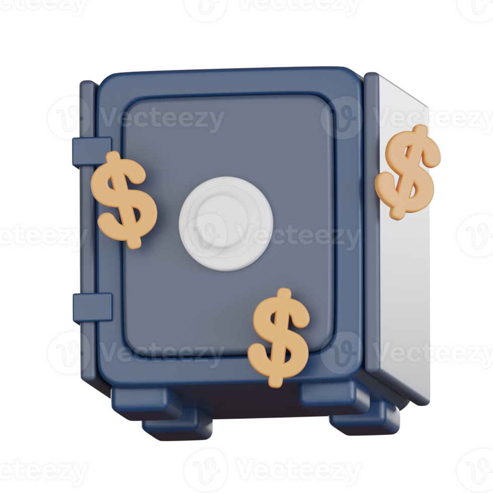 3D Investment icon concept. safe with golden dollar png