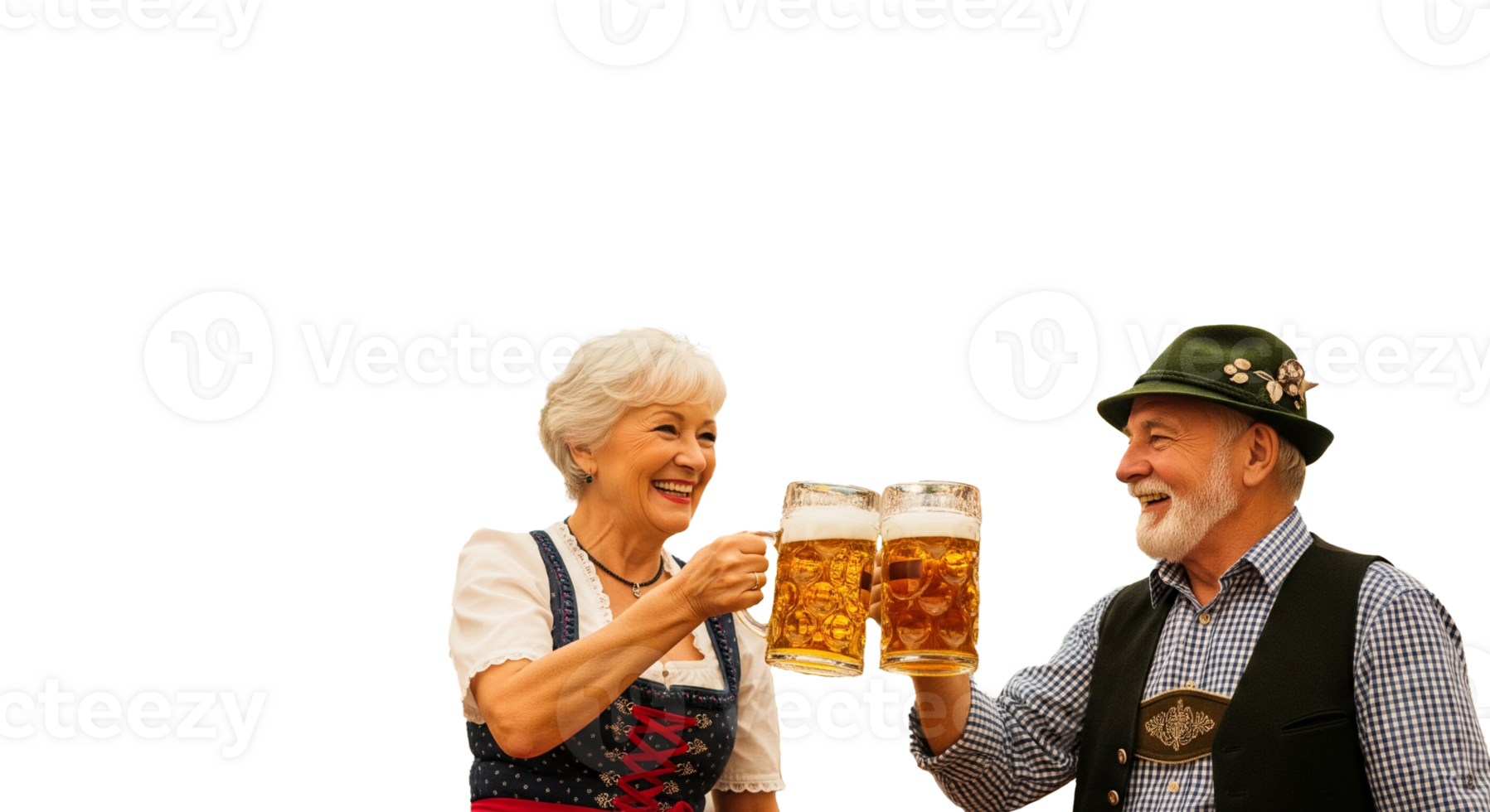 Senior Couple Toasting with Beer Mugs in Costume png