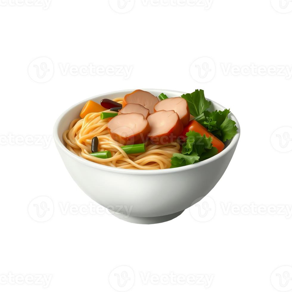 Steaming Bowl of Chicken Noodle Soup with Fresh Greens and Vegetables png