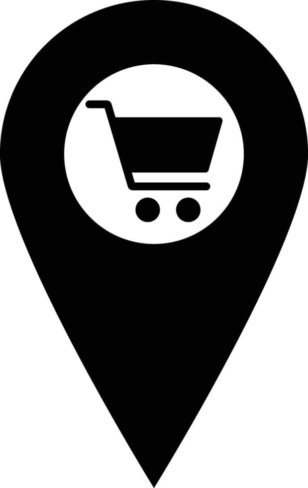 Map marker with Shopping cart icon, map pin, location symbol, isolated on white background. illustration vector