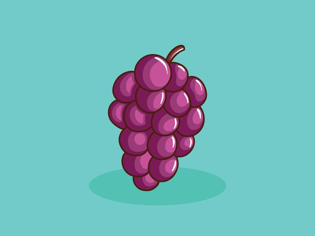 Fresh Purple Grape Cartoon on Blue Background vector