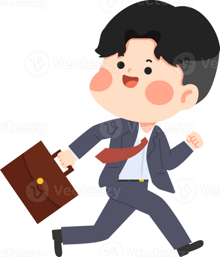Businessman running go to work png