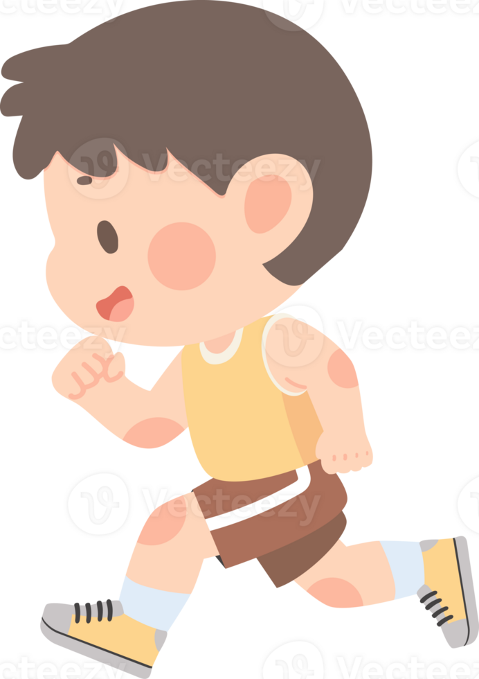 A cartoon boy running in the distance png
