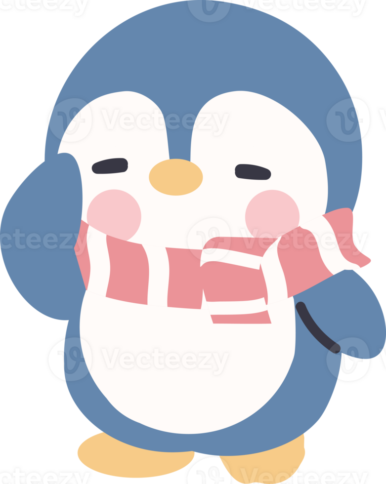 A penguin wearing a scarf and holding a phone png