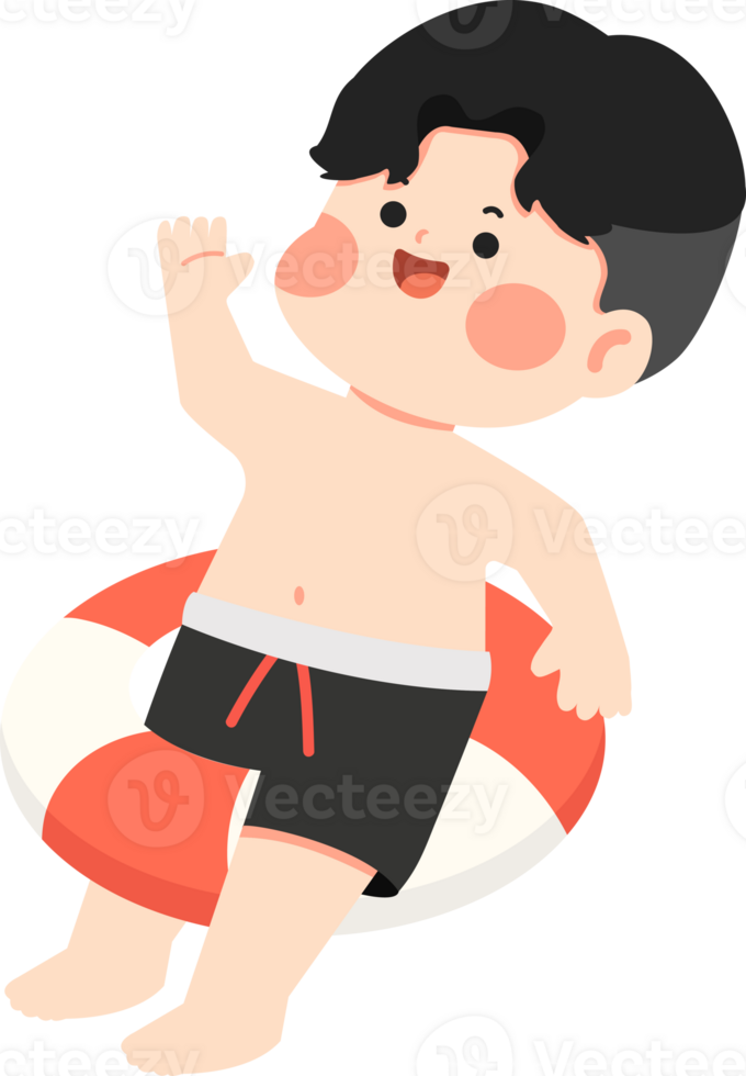 A cartoon boy sitting on a life ring png