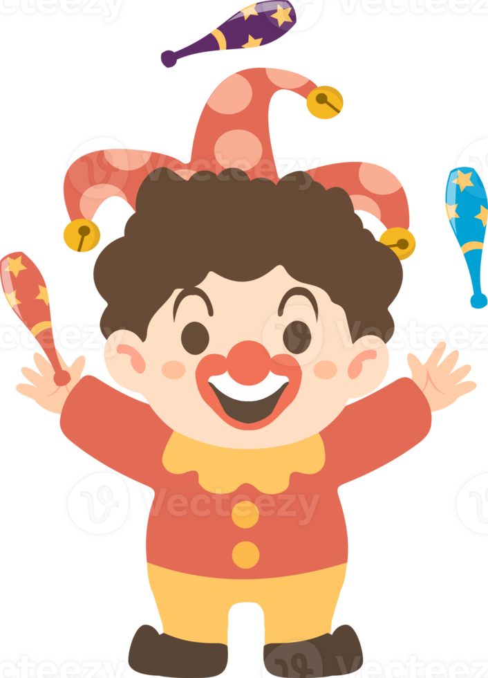 A cartoon clown with a bunch of toys png