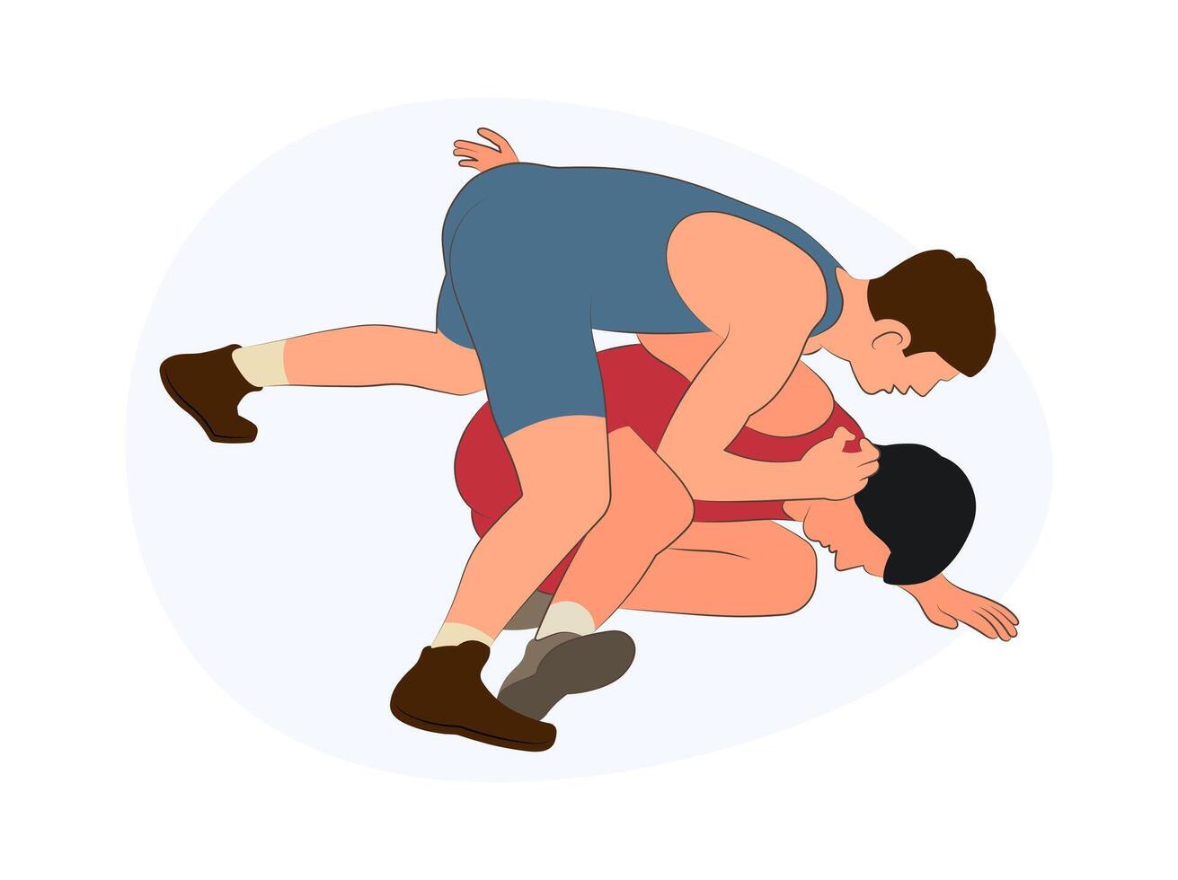 Two wrestlers in a Greco Roman wrestling competition, a fight vector