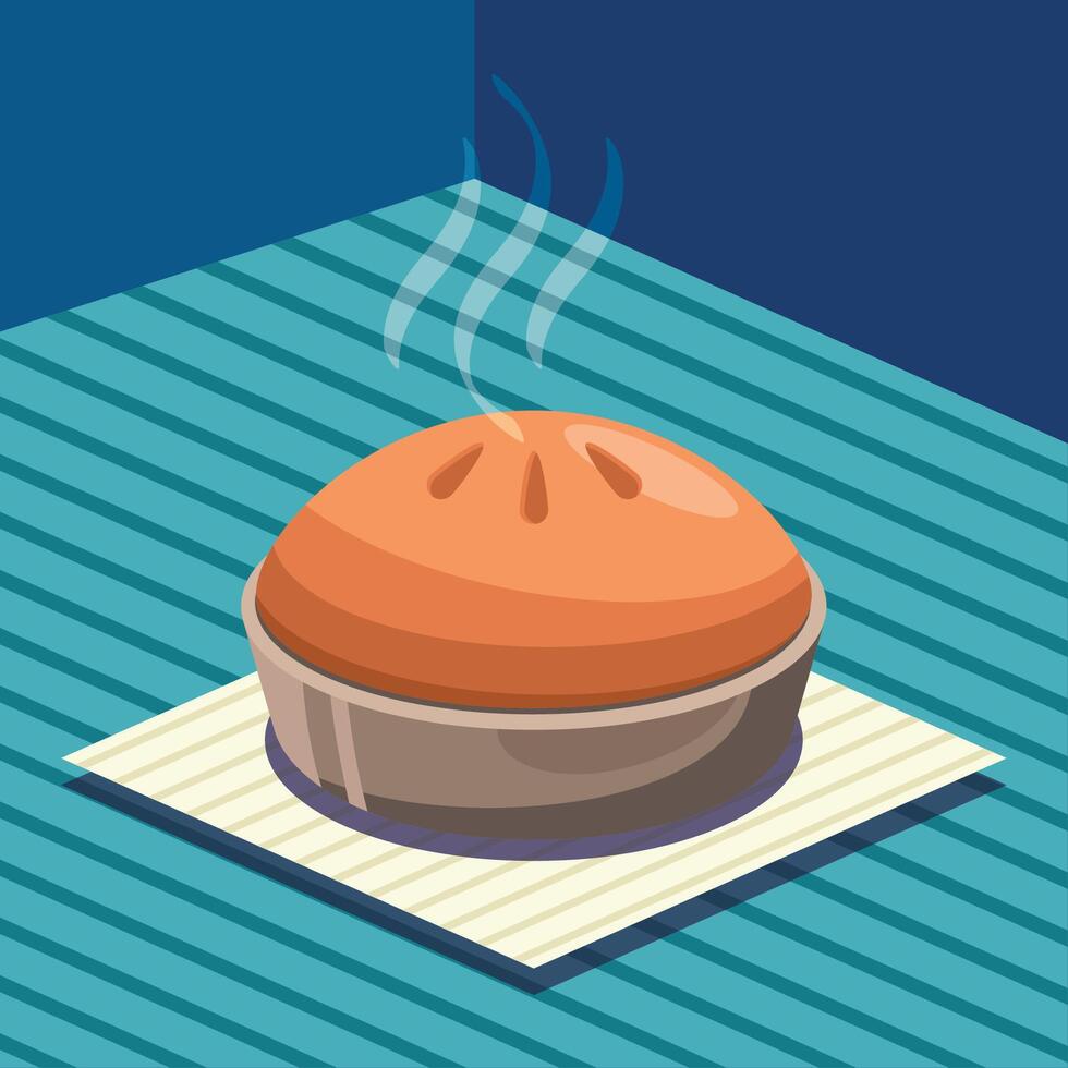 Pie Scene on Table Illustration vector