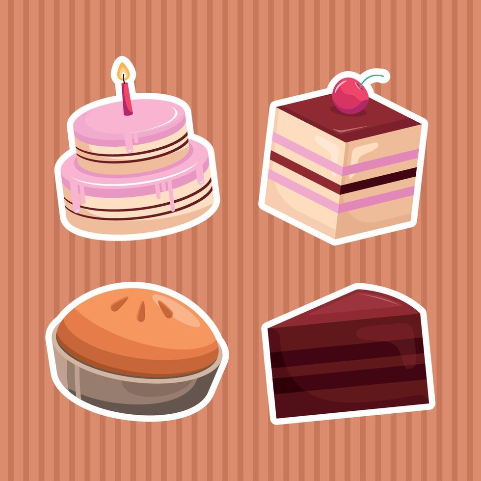 Collection of colorful desserts and pastries vector