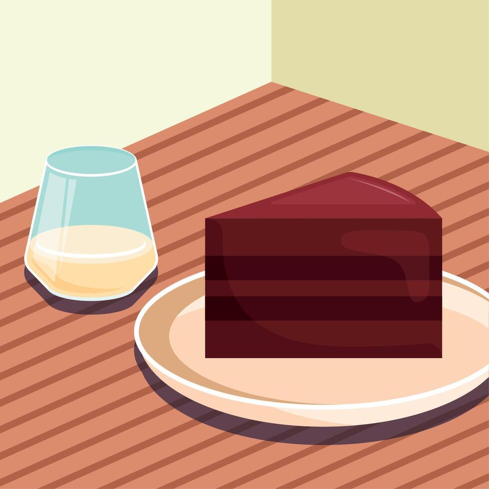 Flat Illustration Chocolate Slice Cake vector
