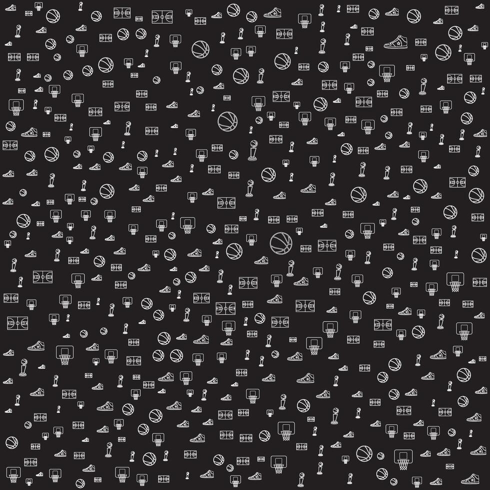 Minimalist Line Basketball Icons Seamless Pattern for Sport Poster and Background Design vector