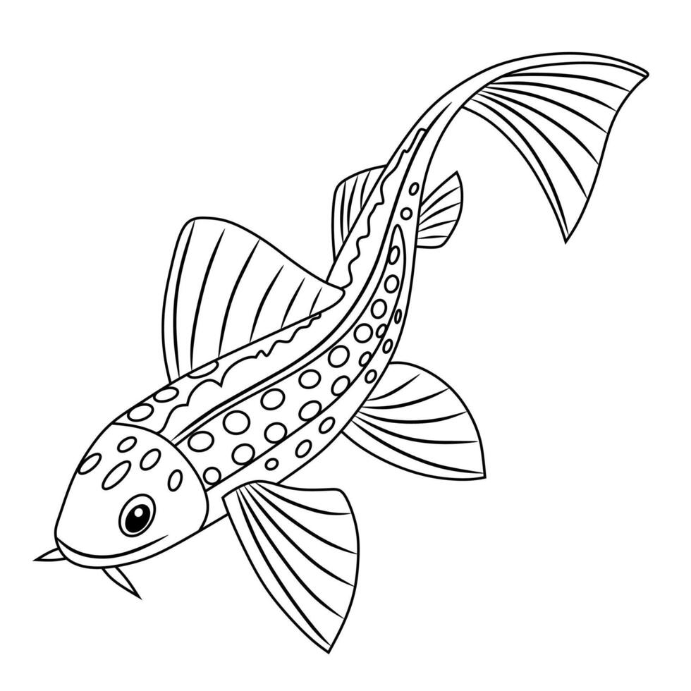 Line Art of Pleco Fish Illustration vector