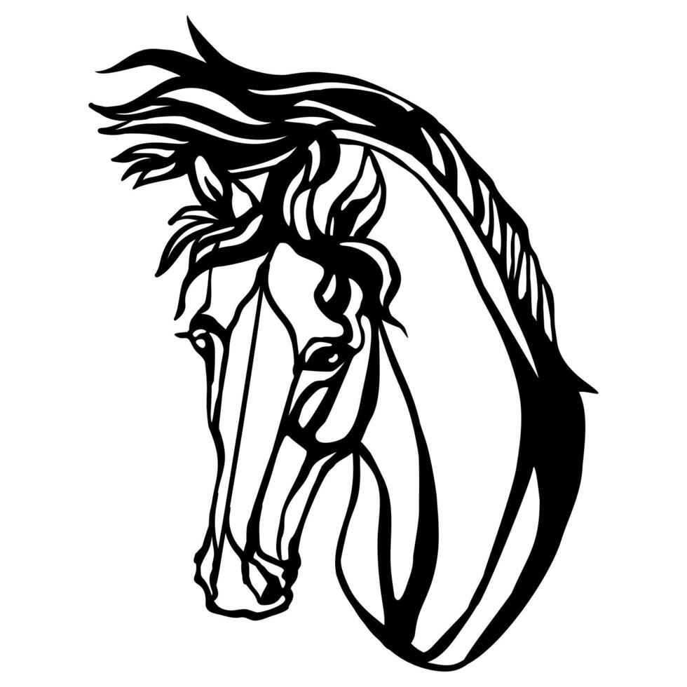 Closed-loop wild mustang head template illustration vector