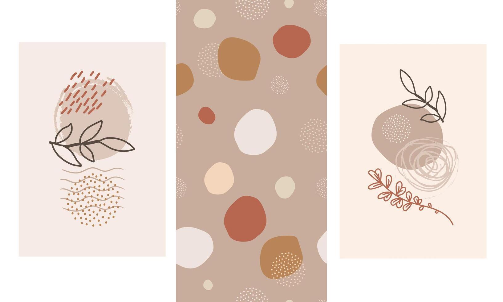 Boho Seamless Pattern and Abstract Posters Set vector