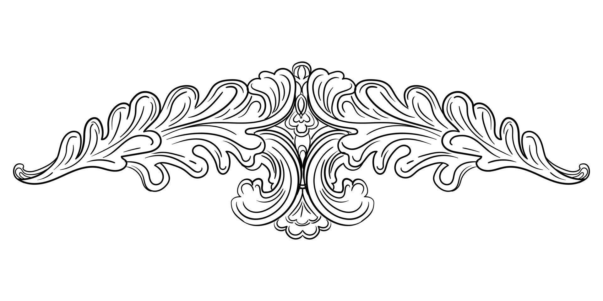 Design element engraved ornate baroque illustration vector