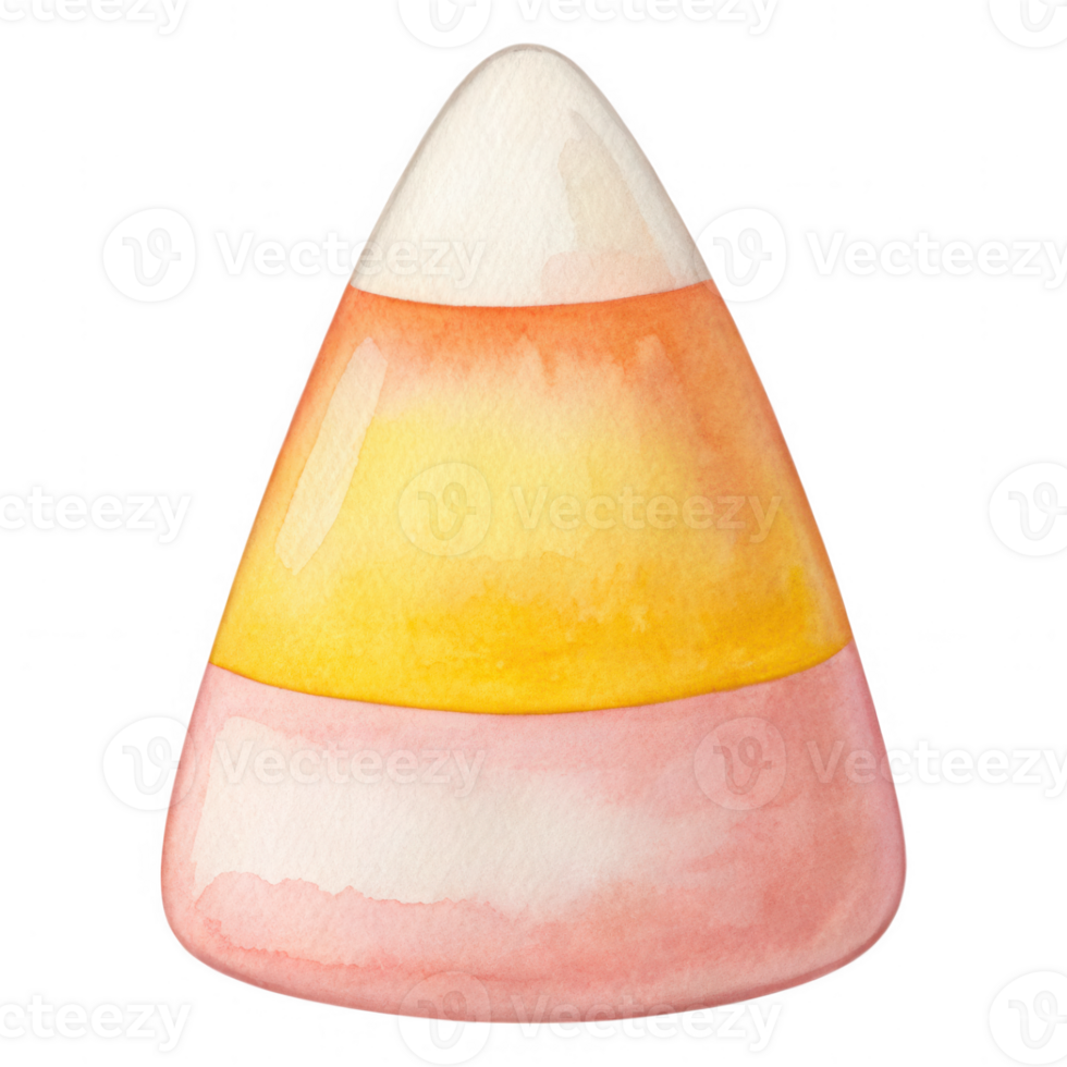 Watercolor Candy Corn Triangular Shape Red Yellow White Stripes Halloween Treat Isolate png