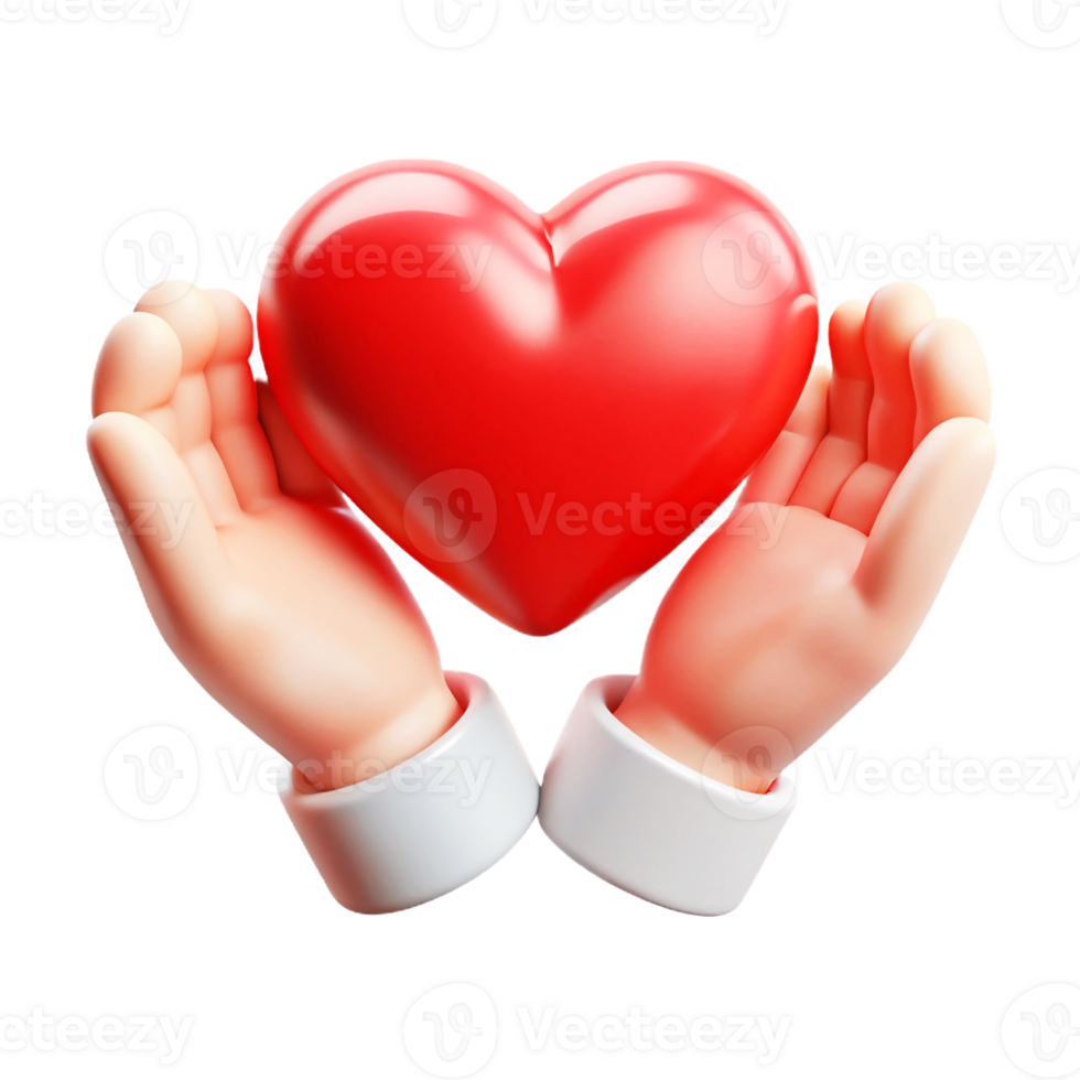 Hands holding a red heart png